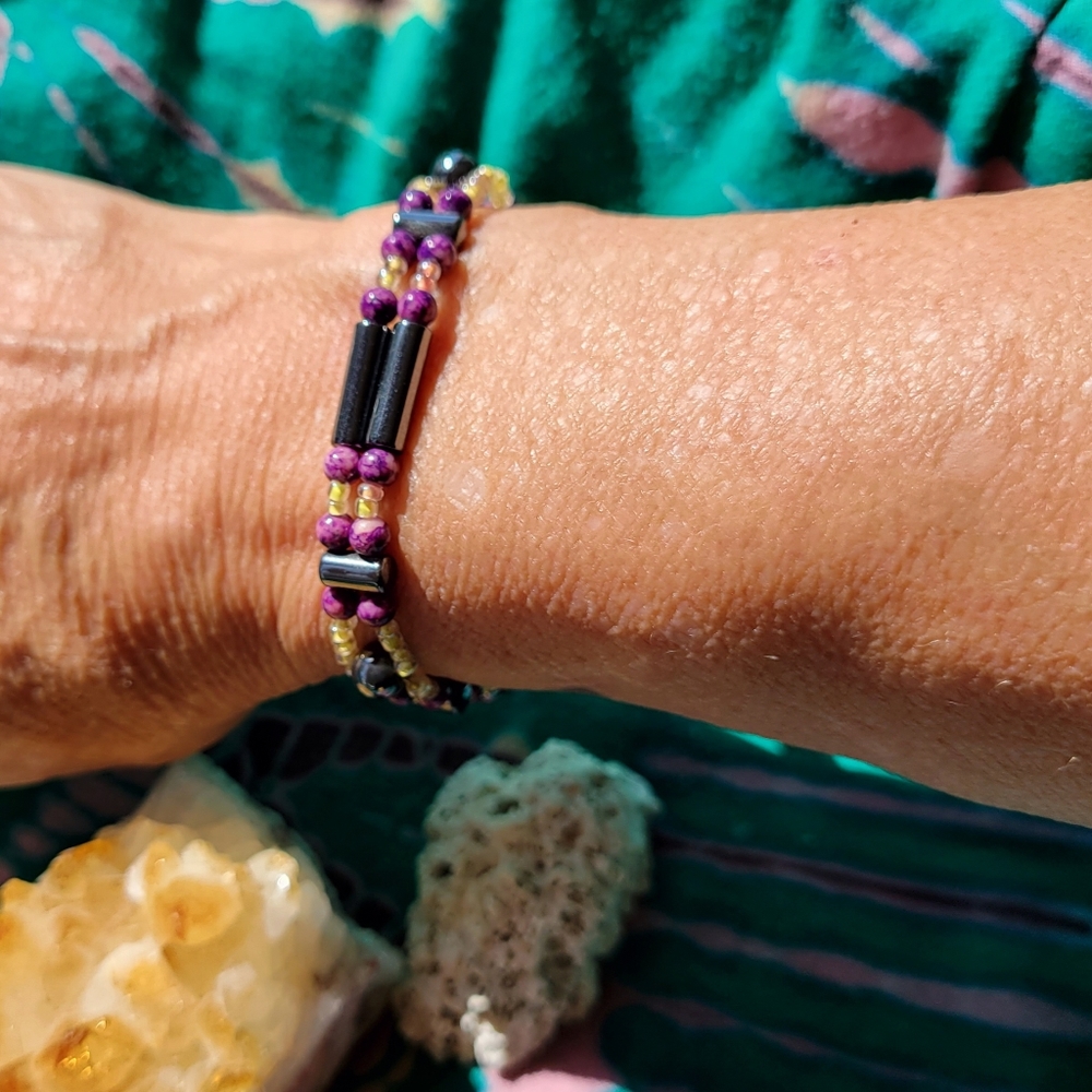 Beautiful 90's handmade stone beaded bracelet.